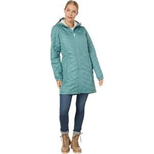 L.L. Bean Fleece Lined Primaloft Quilted Hooded Puffer Light Blue Coat
